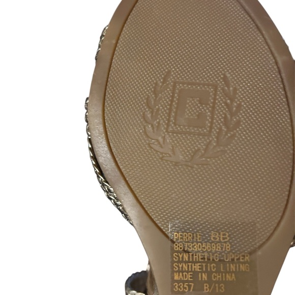 Chaps Gold Braided Wedge Sandals - Picture 8 of 9